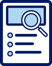 Magnifying glass over a list icon