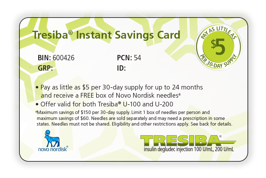 NovoCare Savings Card for Tresiba® (insulin degludec injection) 100 U