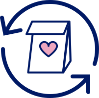 Prescription bag with heart refill icon