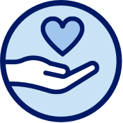 Hand holding heart icon