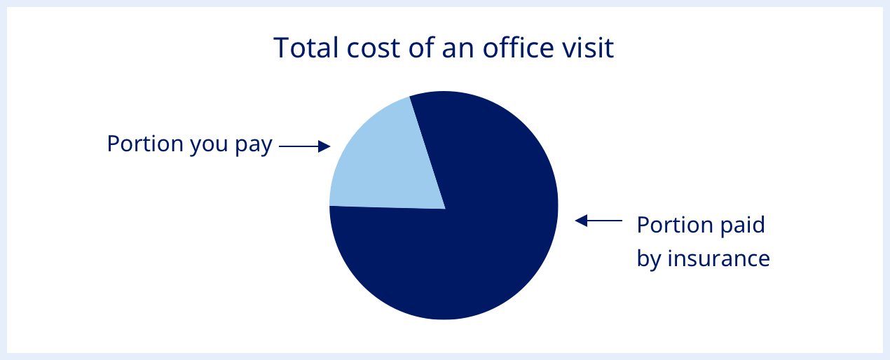 Total cost of an office visit Portion you pay Portion paid by insurance diagram