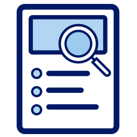 Magnifying glass over a list icon