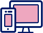 Pink cellphone and Computer icons