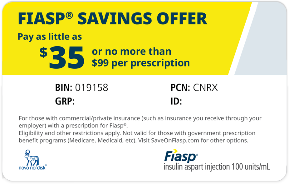 Fiasp® (insulin aspart injection) 100 U/mL savings card