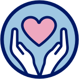 Hands holding a heart icon