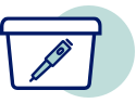 Disposal container with insulin pen icon