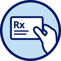 Hand holding rx card icon