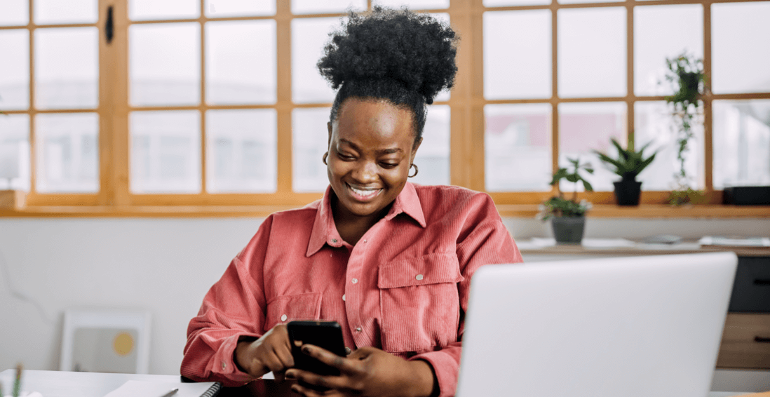 Woman looking at her cell phone