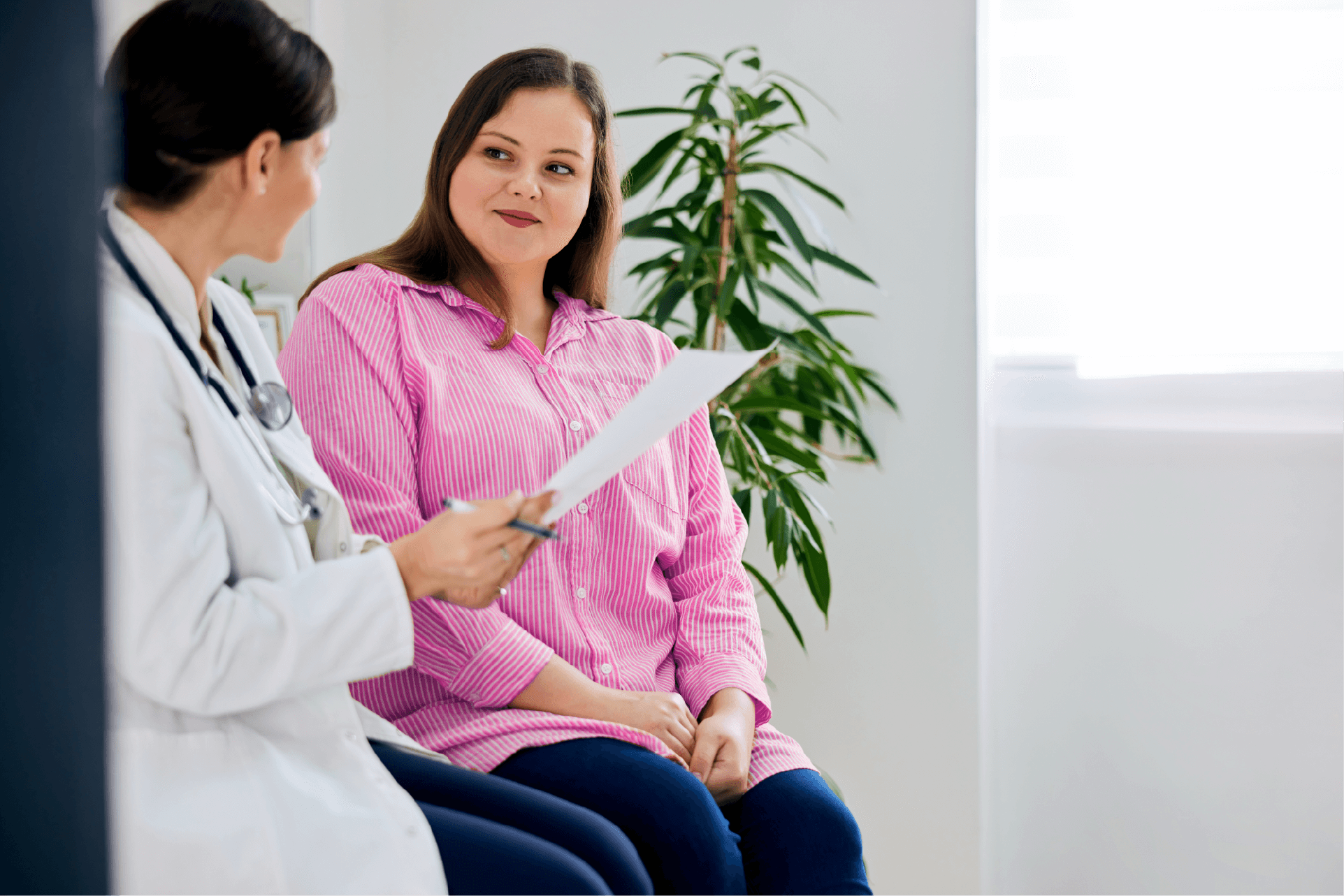 Woman and HCP talking