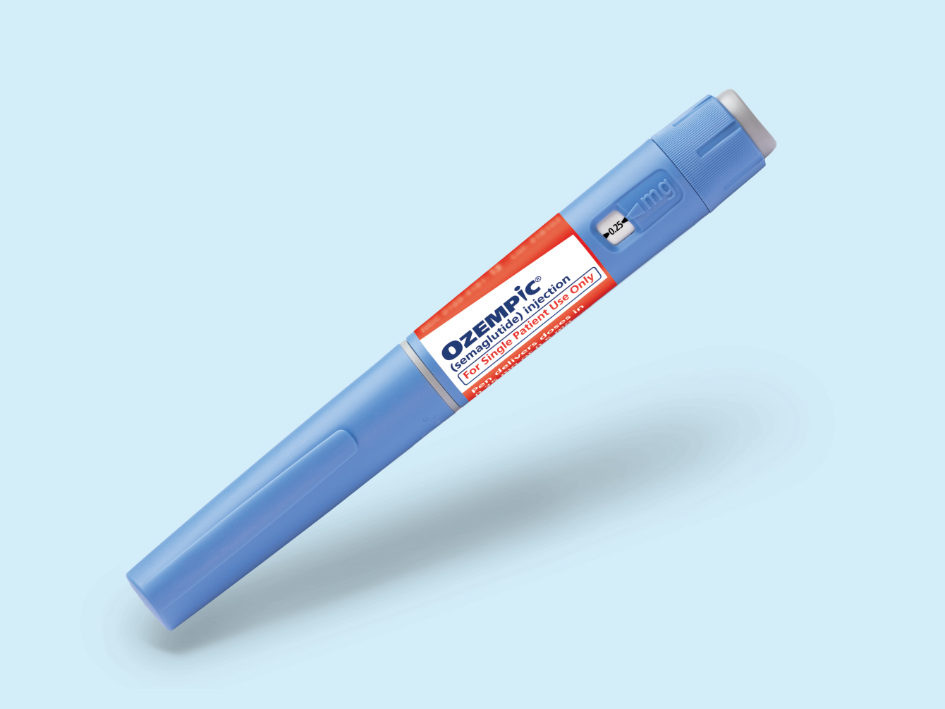 Ozempic® (semaglutide) 0.25 mg injection pen with red label