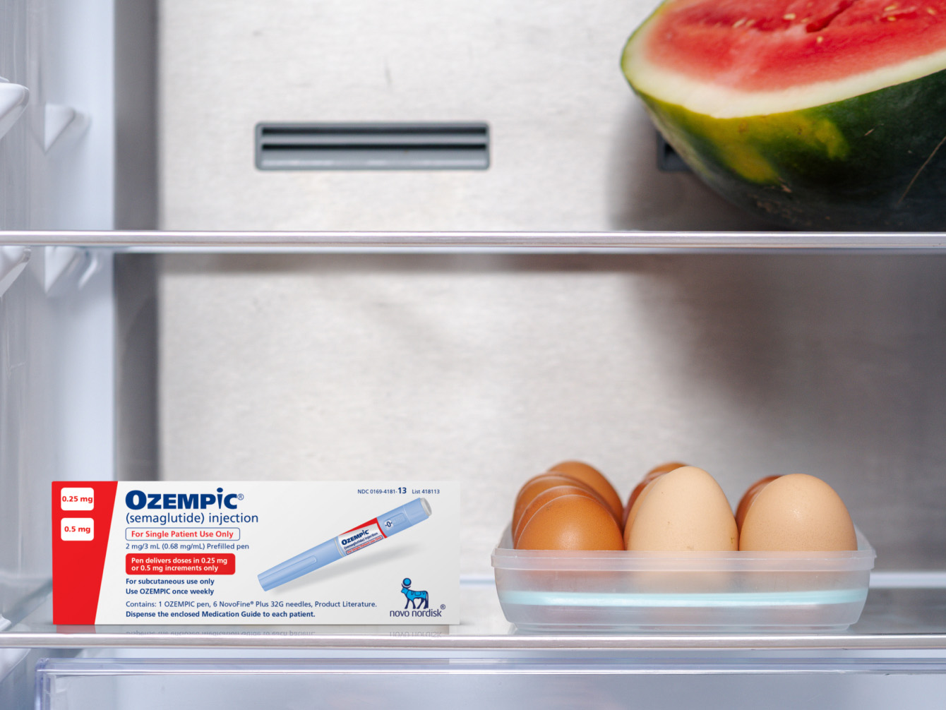 Ozempic® injection box stored in a refrigerator