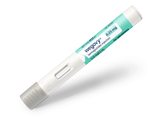 Wegovy® (semaglutide) 0.25 mg  injection pen with new dose available label