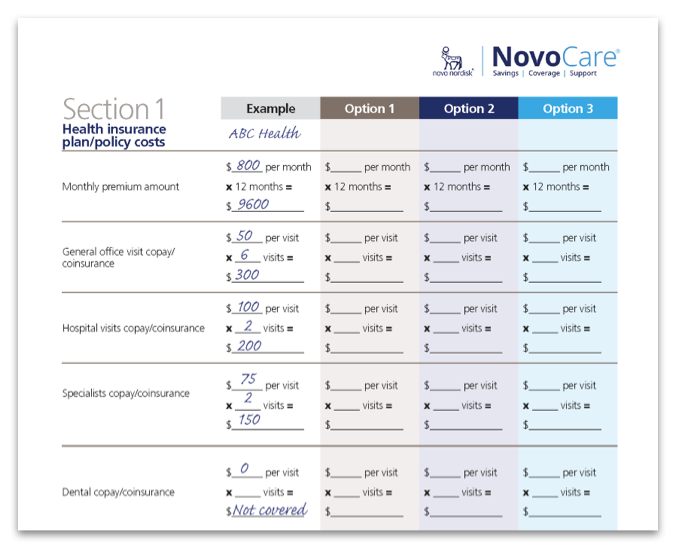 Plan comparison worksheet