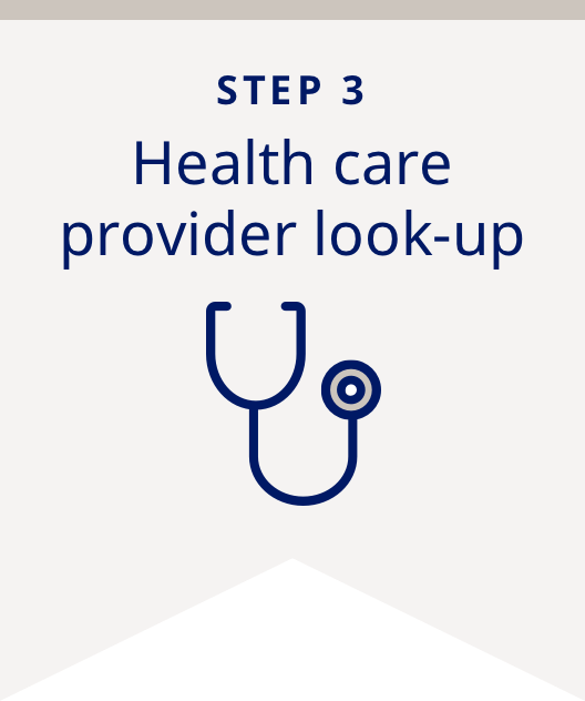 Step 3: Health care provider banner with stethoscope icon