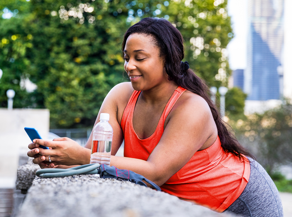 Woman looking at her cell phone