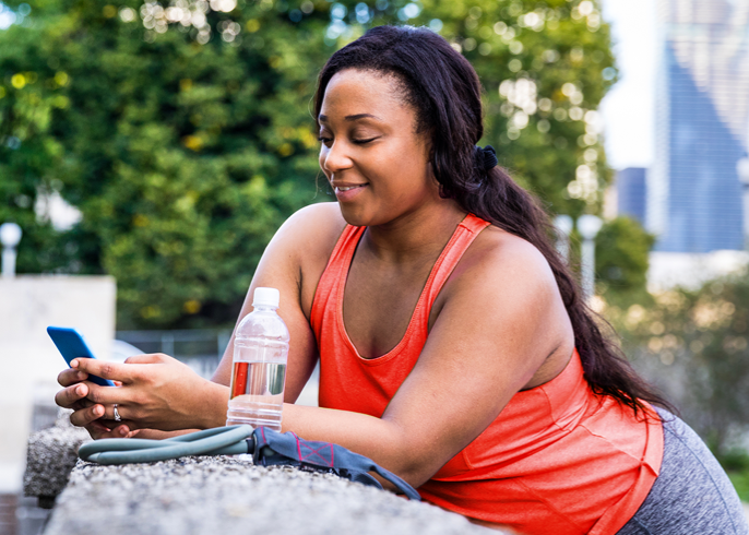 Woman looking at her cell phone