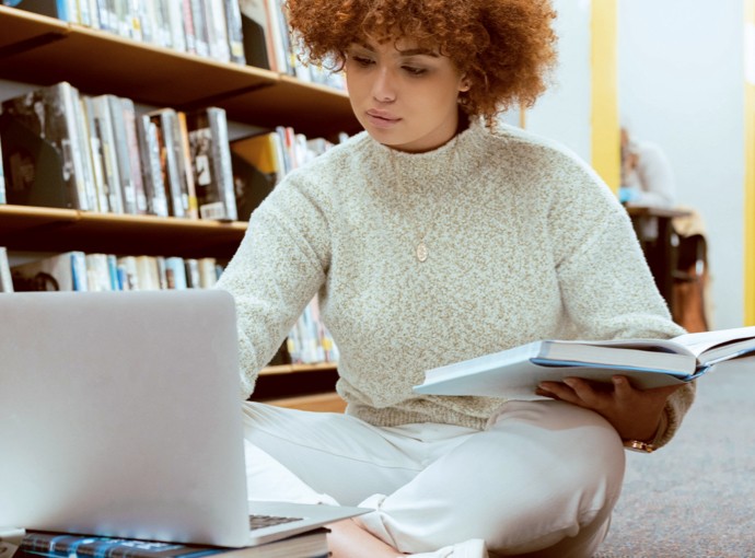 Woman looking at a tablet