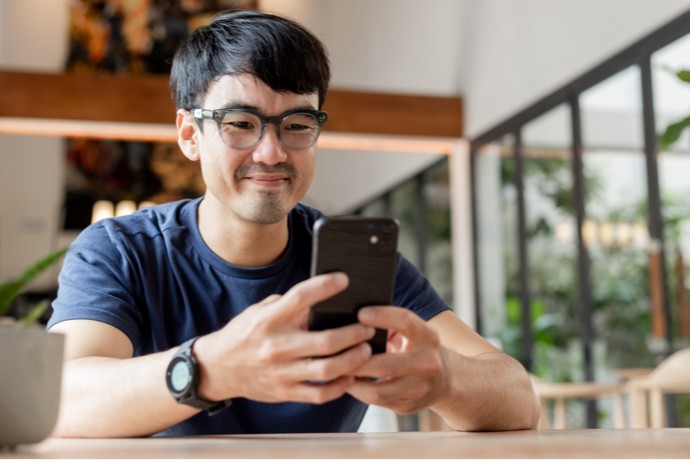Man looking at a phone