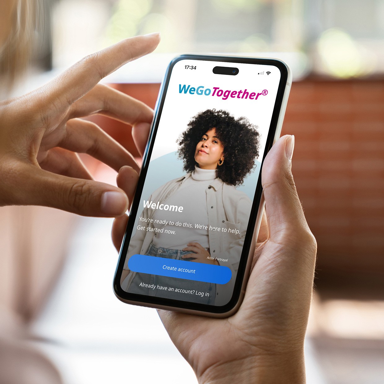 WeGoTogether® app interface on cell phone